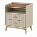 Nachttisch 45 x 40 x 65 cm aus Holzwerkstoff Beige mit 2 Schubladen geriffelter Front