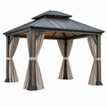 Gartenpavillon 300 x 300 cm Stahl Anthrazit mit Vorhängen