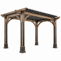 Pergola 300 x 300 x 240 cm Holz Braun-Schwarz mit Lamellendach für Garten