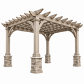 Gartenpergola 400 x 300 x 300 cm aus Holz in Naturholz mit offenem Lamellendach klassischer Stil