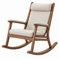 Schaukelstuhl 70 x 95 x 105 cm Holz und Stoff Beige Braun mit hoher Rückenlehne
