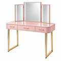 Schminktisch 120 x 45 x 145 cm Rosa mit Glas Spiegelbeleuchtung und 3 Schubladen