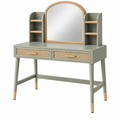 Schminktisch 100 x 45 x 145 cm Holz Grün mit Spiegel Schubladen und Ablagen im Retro-Stil